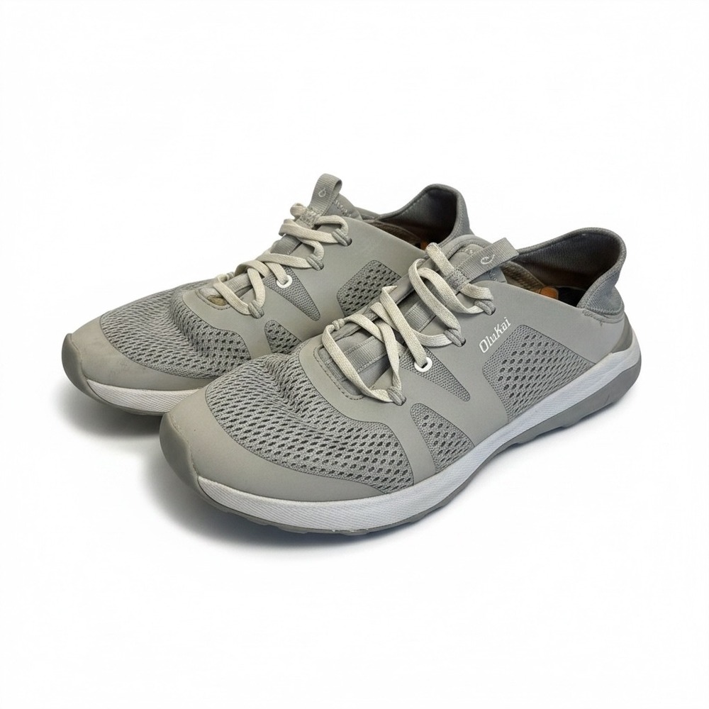 OluKai Hula Athleisure Shoes Womens‎ 8 Pale Gray Mesh Sneakers